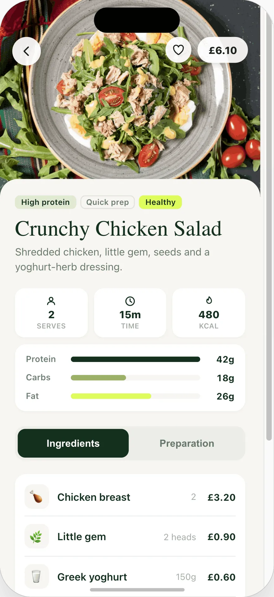 A Whipp recipe for crunchy chicken salad with macros and ingredients
