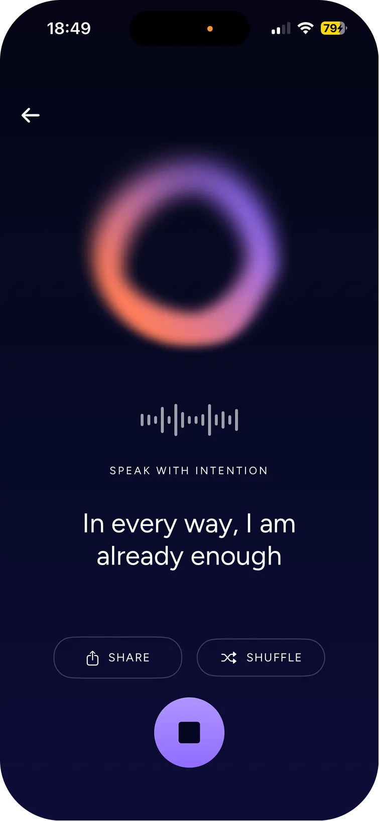 Solr asking you to speak the affirmation “In every way, I am already enough”
